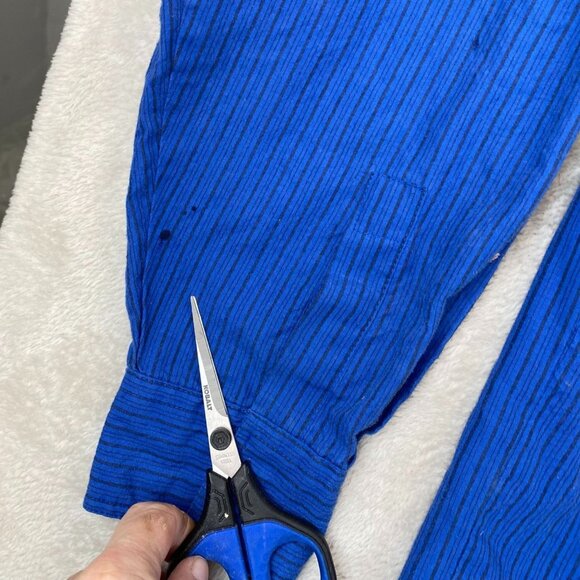 Vintage Levis Men Shirt Large Silver Label Long Sleeve Button Up Pinstriped Blue - Picture 7 of 11